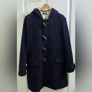 Vintage Classic J. Crew Navy Wool Duffle Toggle Coat Size Medium Y2K